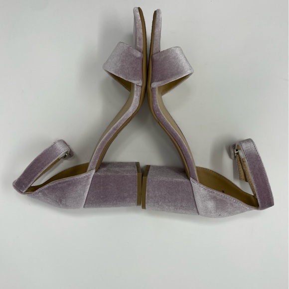 CL by Laundry Jody Light Purple Velvety Stack Heeled Sandals with Ankle Strap - Picture 4 of 6